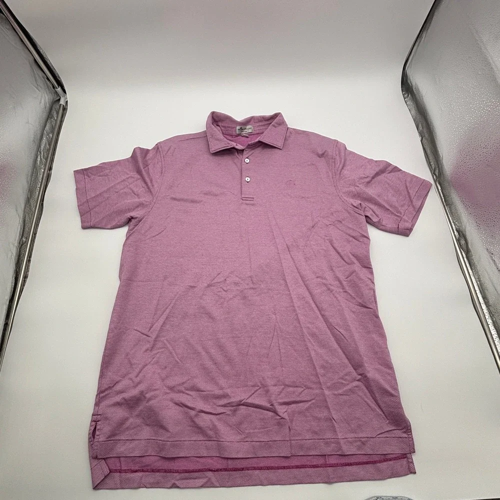 Peter‎ Millar Crown Ease Mens Large Pink Geometric Print Short Sleeve Polo Shirt